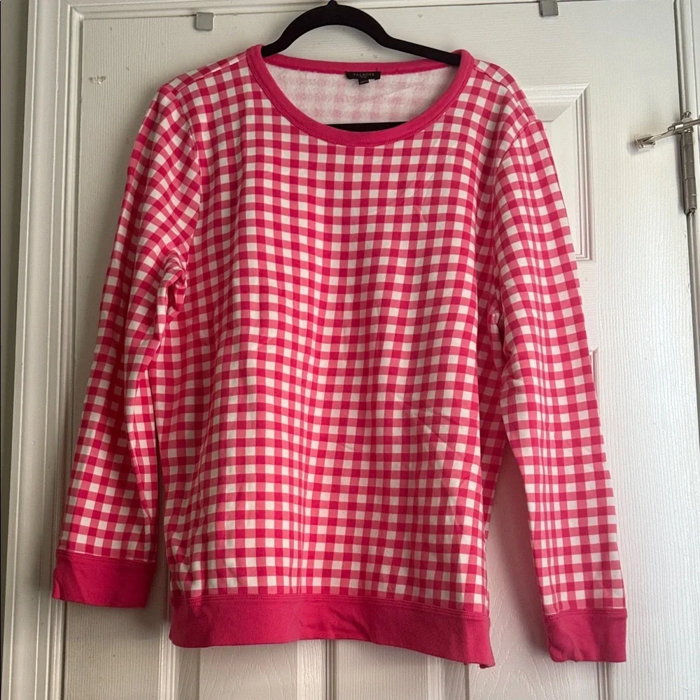 Talbots Pink and White Checkered Sweatshirt - Picture 3 of 6